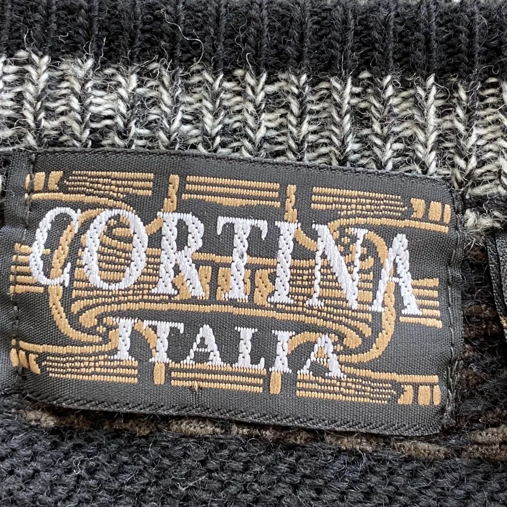 Vintage Cortina Mens 3D Knit Striped Wool Blend Sweater Size XL Made in Italy